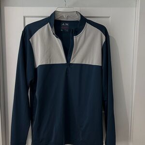 Adidas Dark Blue and Light Gray Quarter-Zip Top